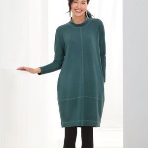 Lisa Bayne Long Sleeve Lantern Midi Dress Teal Size XL EUC